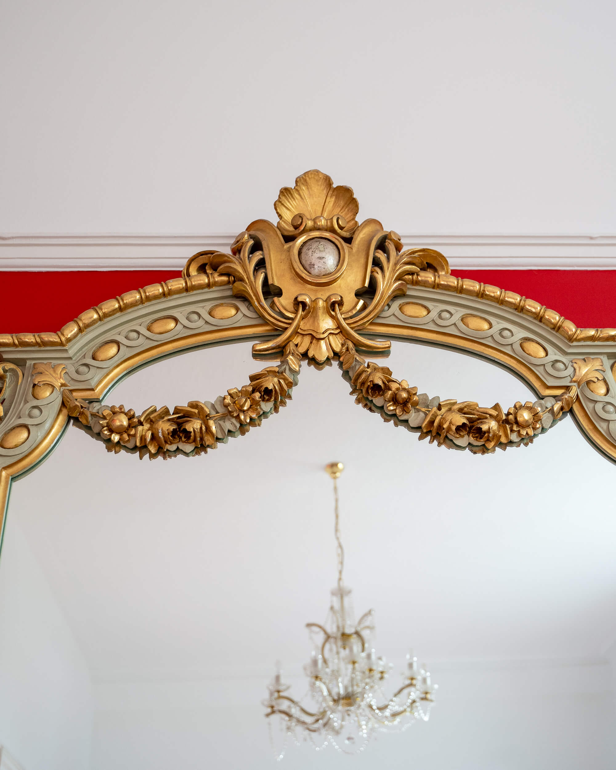 Large Decorative Painted and Gilded Wall Mirror - Supporting View 2
